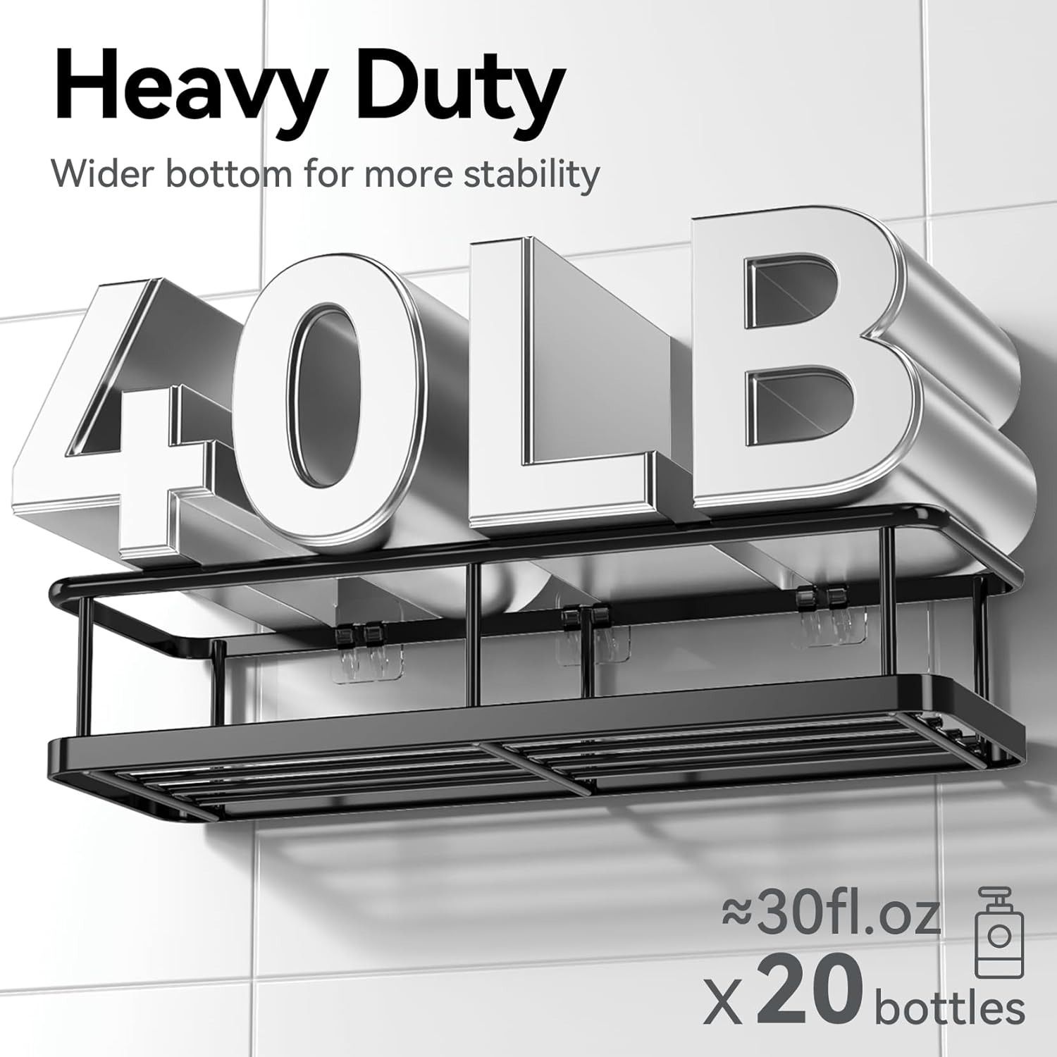 Shower Caddy Adhesive, 100% Rustproof Shower Organizer with Soap Holder