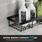 Shower Caddy Shelf Organizer Rack, Self Adhesive Black Bathroom Shelves Basket