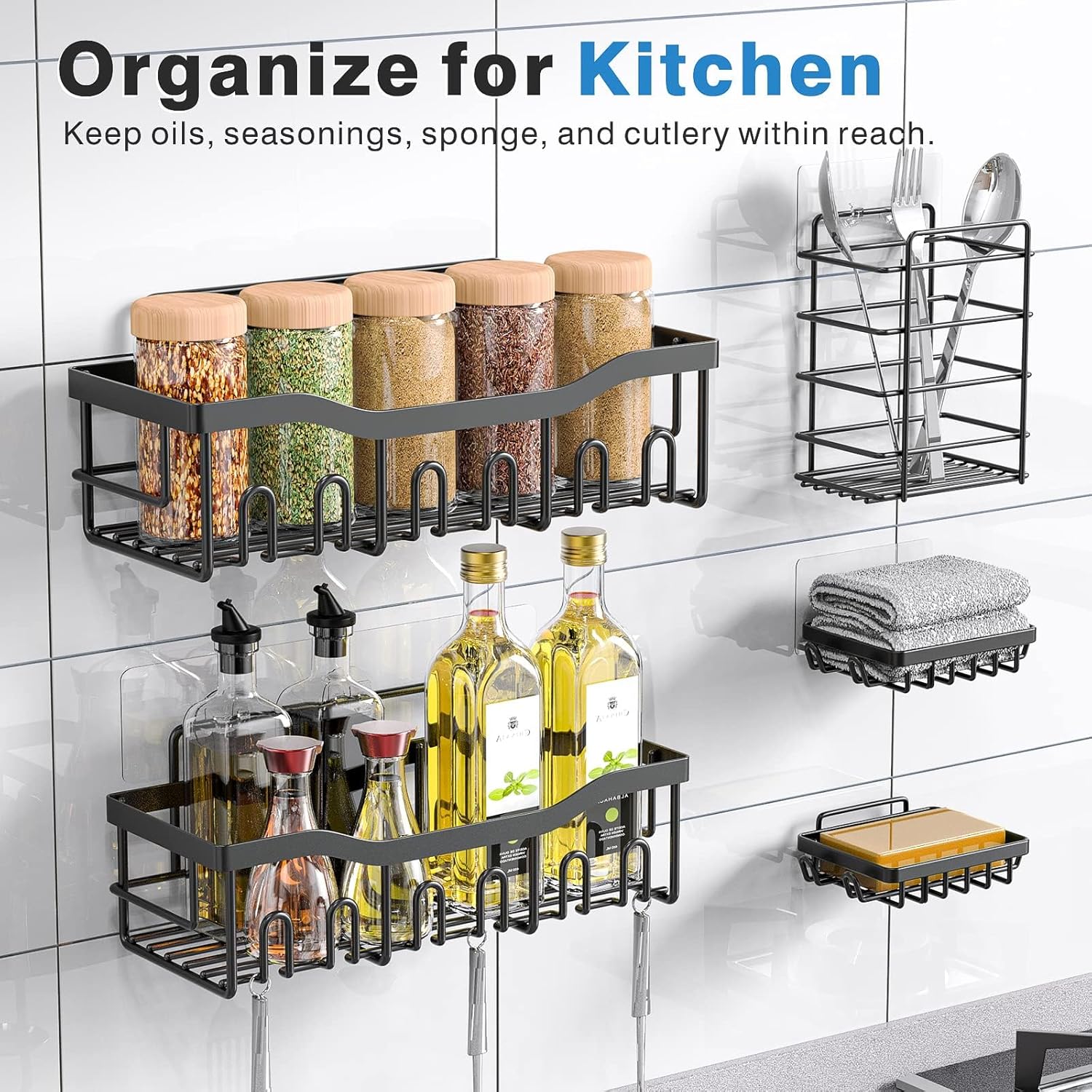 Adhesive Shower Caddy, 5 Pack Rustproof Stainless Steel Bath Organizers