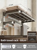 Upgrade And Thicken Grey/Black 50CM-60CM Towel Rack Space Aluminum Toilet Storage Rack Wall Mounted BathTowel Rack