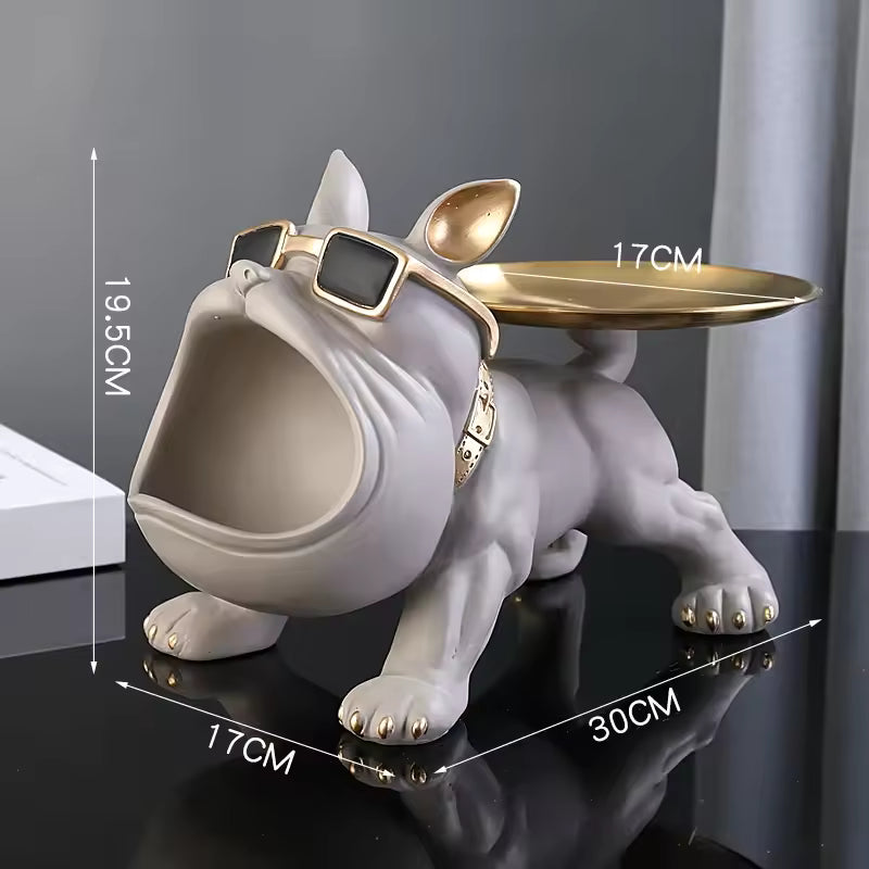 30cm Home Decor Bulldog Figurine Dog Statue Storage Box Animal Ornament Resin