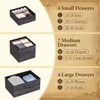 Chest of Drawers 15 Drawers Fabric Dresser with Large Storage Organizer