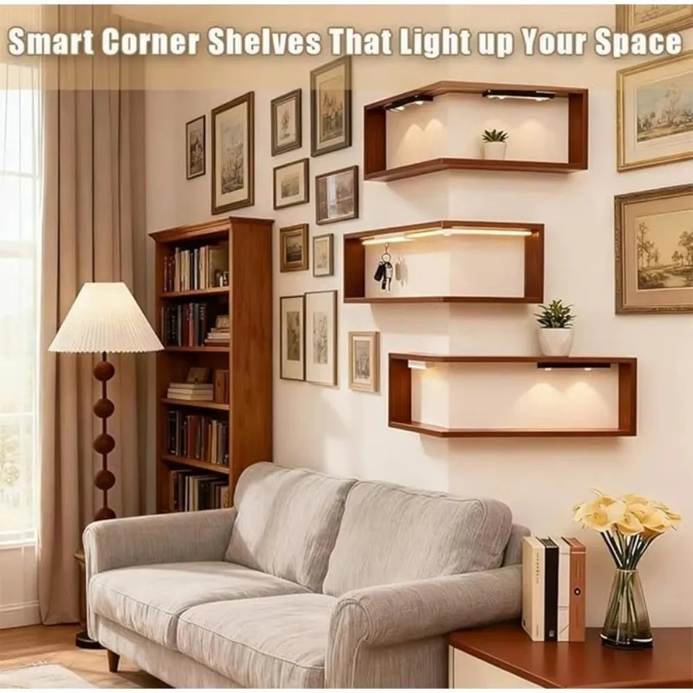 90 Degree Corner Wall Shelf Wall Mounted Floating Shelf Corner Bookshelf Suspended Wall Hanging Storage Rack Wall Organization