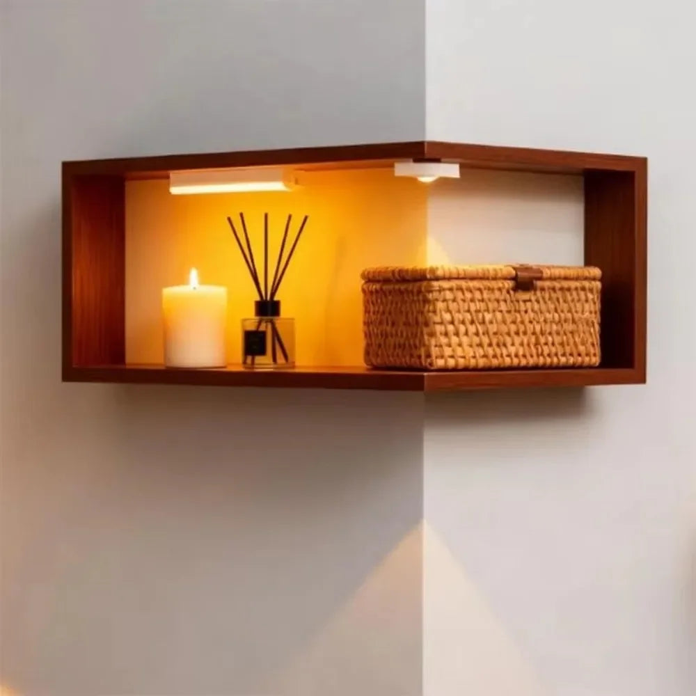 Space Saving 90 Degree Corner Wall Shelf Wall Mounted Suspended Wooden Display Shelf Floating Shelf Corner Bookshelf Home