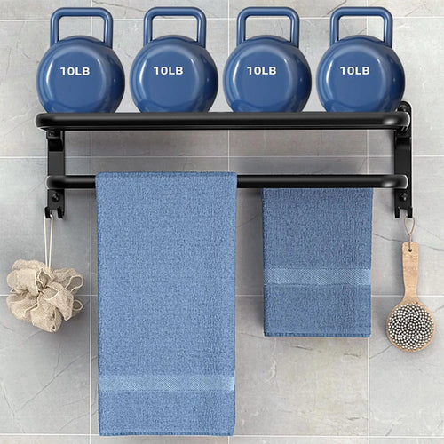 50CM Matte Black Folding Holder With Hook Towel Holder Wall Mount AluminumTowel Rack Bathroom shower rack Bathroom Accessories