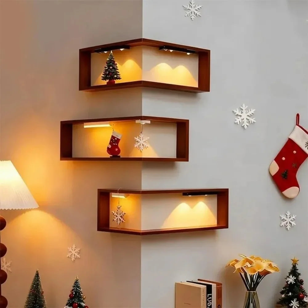 Space Saving 90 Degree Corner Wall Shelf Wall Mounted Suspended Wooden Display Shelf Floating Shelf Corner Bookshelf Home
