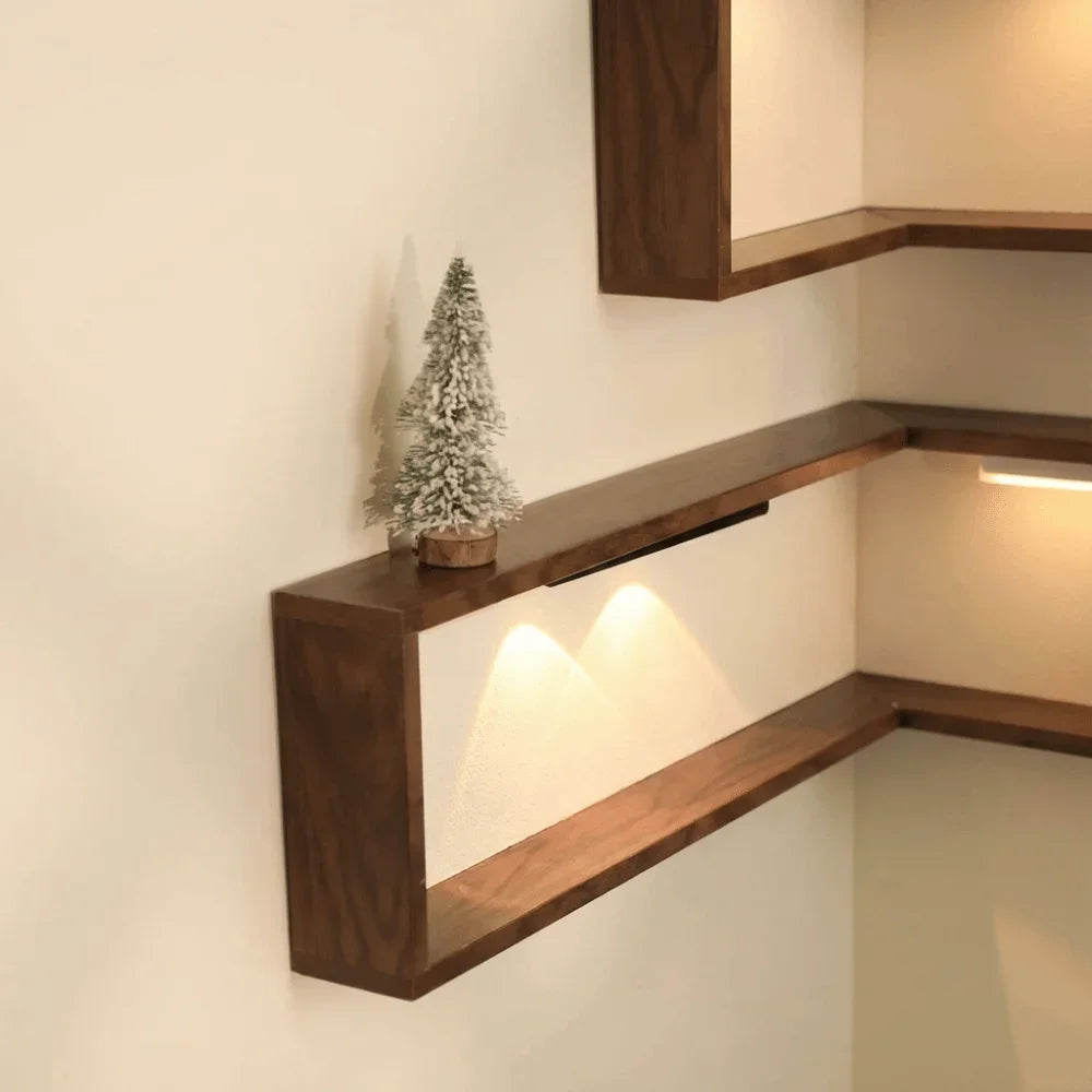 Space Saving 90 Degree Corner Wall Shelf Wall Mounted Suspended Wooden Display Shelf Floating Shelf Corner Bookshelf Home