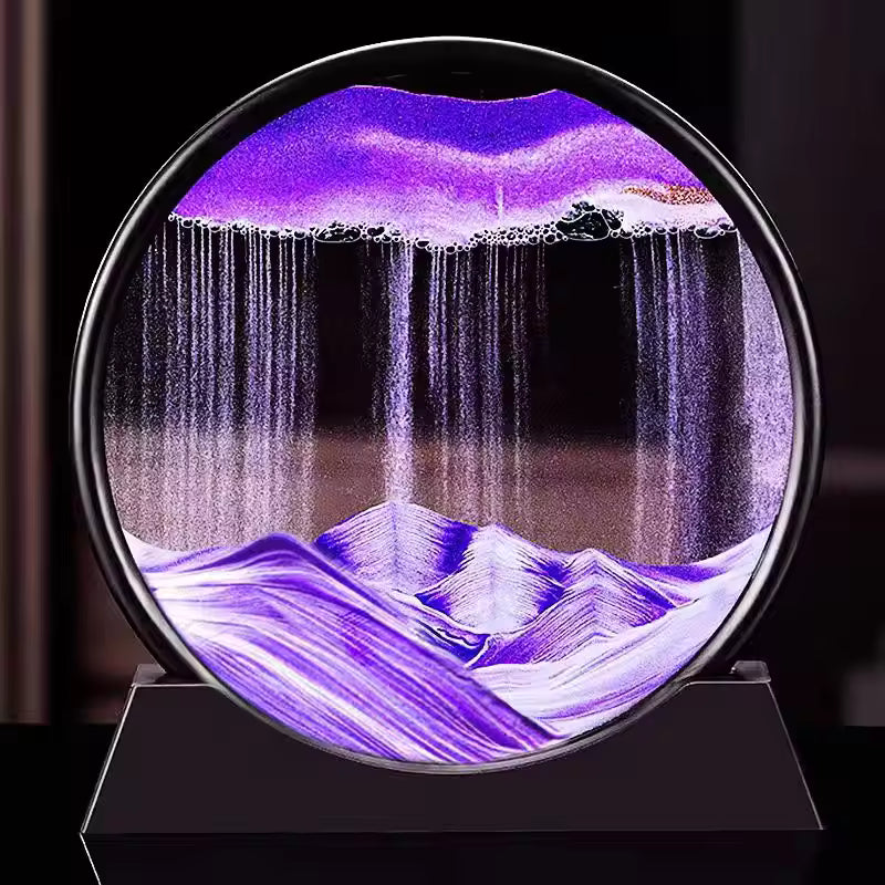 3D Moving Sand Art Picture Round Glass Deep Sea Sandscape Hourglass Quicksand Craft