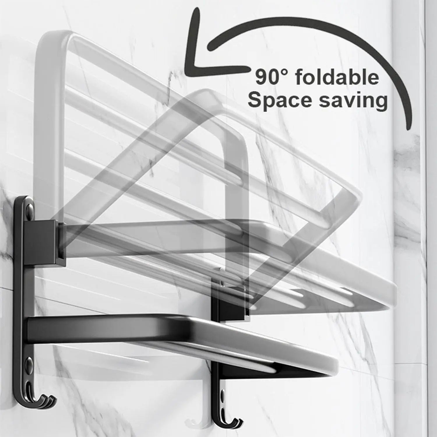 50CM Matte Black Folding Holder With Hook Towel Holder Wall Mount AluminumTowel Rack Bathroom shower rack Bathroom Accessories