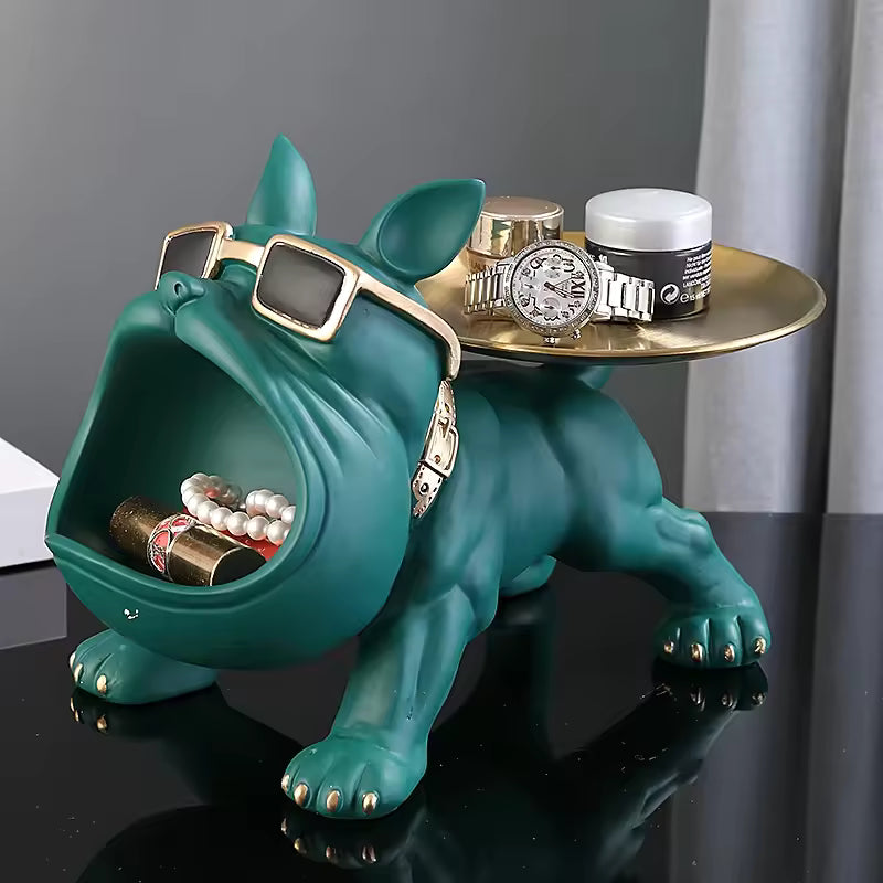 30cm Home Decor Bulldog Figurine Dog Statue Storage Box Animal Ornament Resin