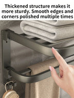Upgrade And Thicken Grey/Black 50CM-60CM Towel Rack Space Aluminum Toilet Storage Rack Wall Mounted BathTowel Rack