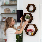 Hexagon floating wall shelf, hexagon storage rack - for home decoration lovers - perfect gift - suitable for bathroom, bedroom