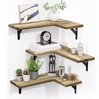 Space Saving Corner Wall Shelves Modern Corner Wall Mounted Shelves Delicate Wood Floating Shelves for Decoration