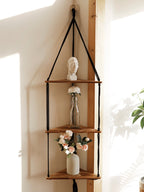 Wooden Corner Shelf Wall Decor Pot Storage Display Stand Macrame Floating Shelf Wall Organizer Boho Room Nordic Home Decoration