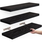 Wooden Hanging Storage Rack Durable Wall Mounted Hanging Wall Shelves Sturdy Invisible Brackets Floating Shelves