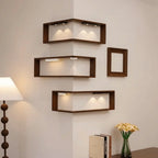 Space Saving 90 Degree Corner Wall Shelf Wall Mounted Suspended Wooden Display Shelf Floating Shelf Corner Bookshelf Home