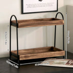 Bathroom Countertop Organizer, 2 Tier Vanity Organizer and Storage for Cosmetic Skincare Perfume, Wood Bead Storage Shelf